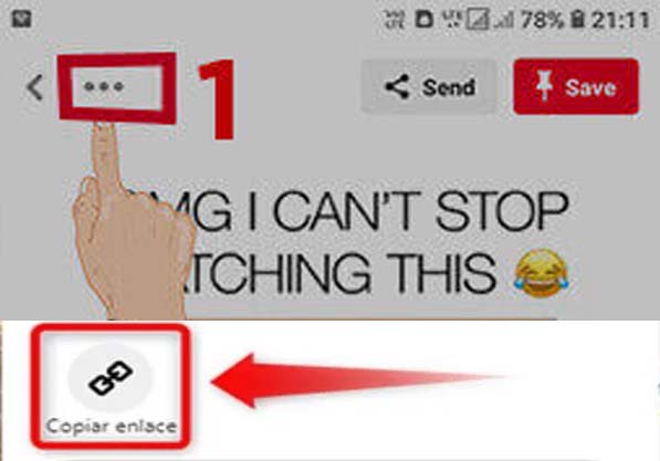Consigue el enlace real del video de Pinterest Metodo 2